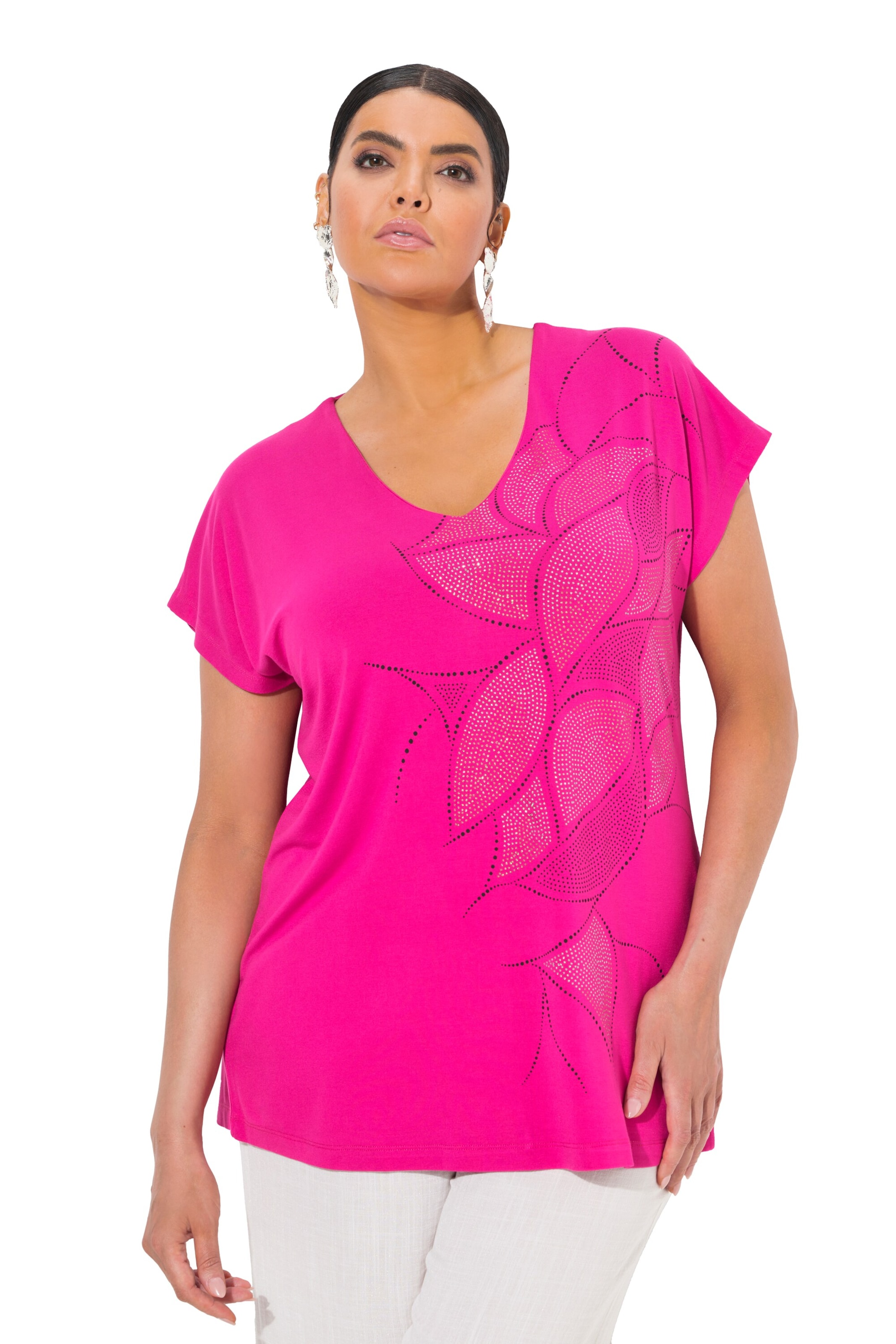 T-shirt Ulla Popken en rose : devant