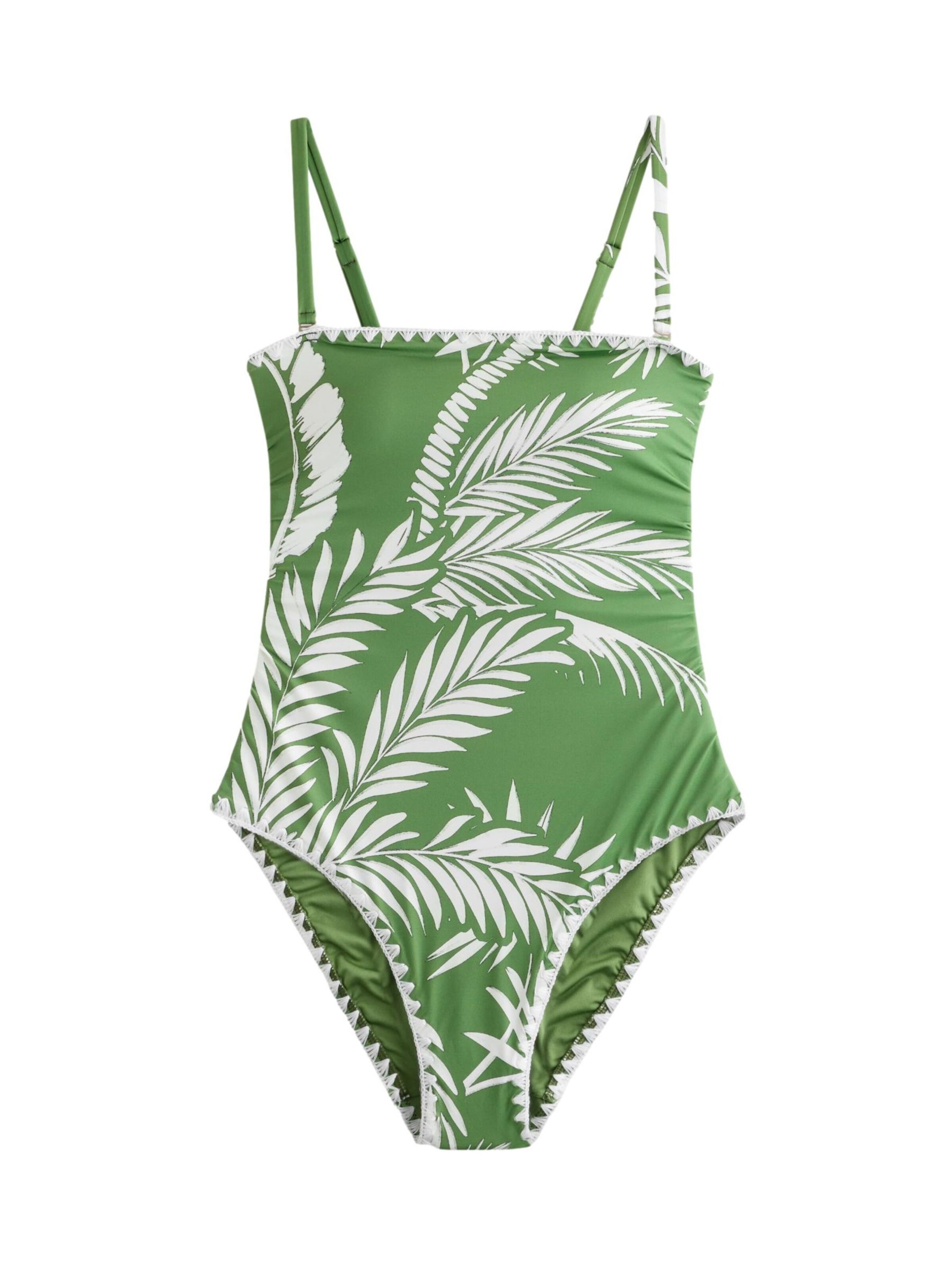 Mint Velvet Bandeau Swimsuit in Green: front