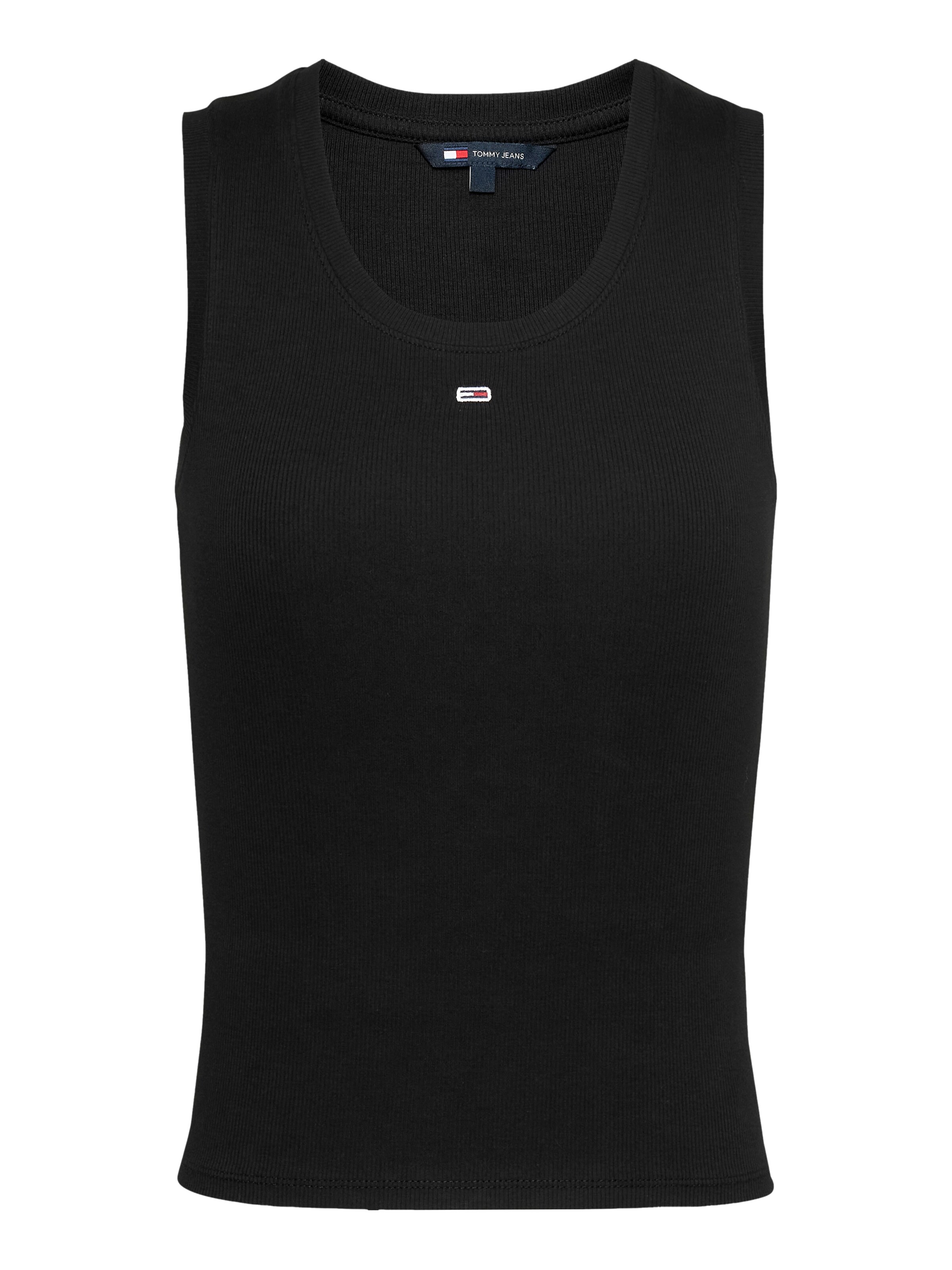 Tommy Jeans Top 'ESSENTIAL' in Zwart: voorkant