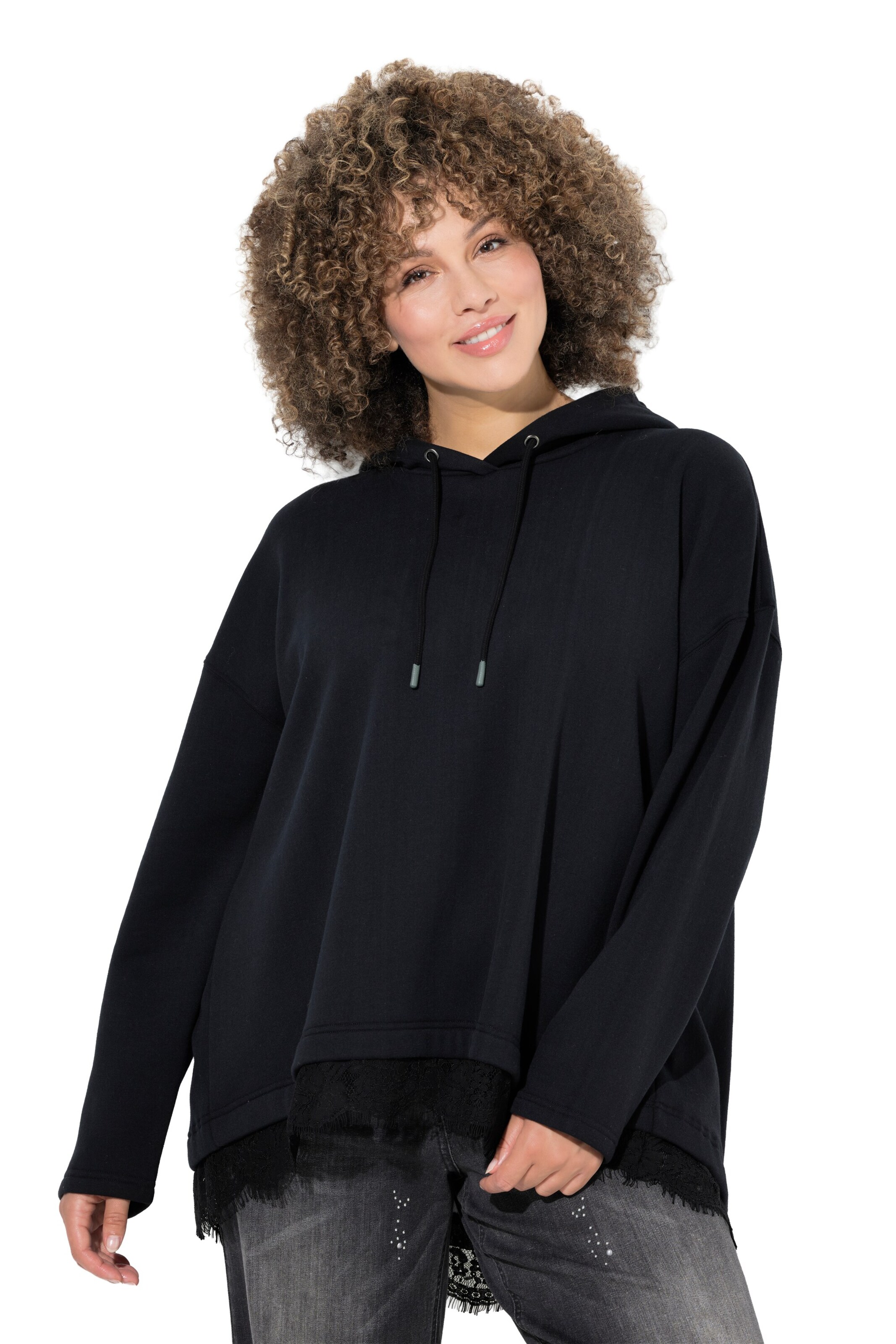 Sweat-shirt Ulla Popken en noir : devant