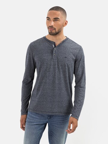 CAMEL ACTIVE Langarm Henleyshirt aus nachhaltigen Baumwollmix in Blau: Vorderseite