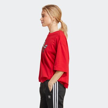 T-shirt 'Houndstooth Trefoil Infill' ADIDAS ORIGINALS en rouge