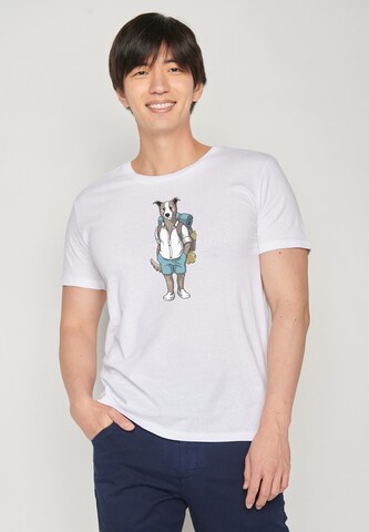 Maglietta 'Animal Dog Traveller' di GREENBOMB in bianco: frontale