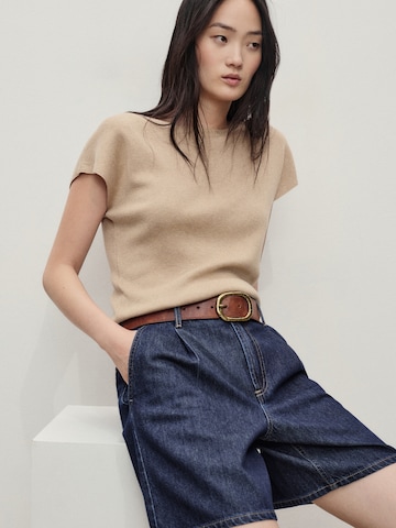 MANGO Loose fit Pleat-front jeans 'MARINA' in Blue