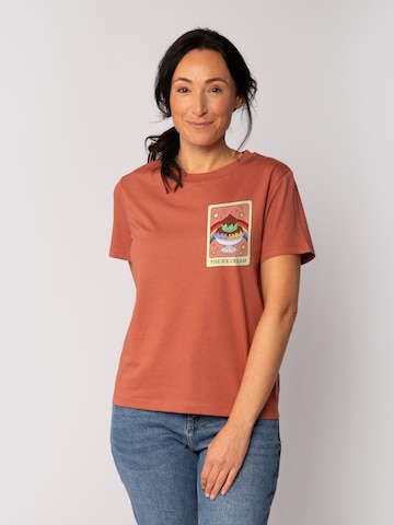 T-shirt 'Tarot The Ice Cream' Watapparel en marron : devant