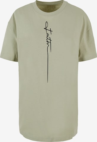 Merchcode Oversized Shirt 'Faith' in Green: front