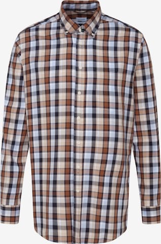 SEIDENSTICKER Regular fit Zakelijk overhemd in Bruin: voorkant