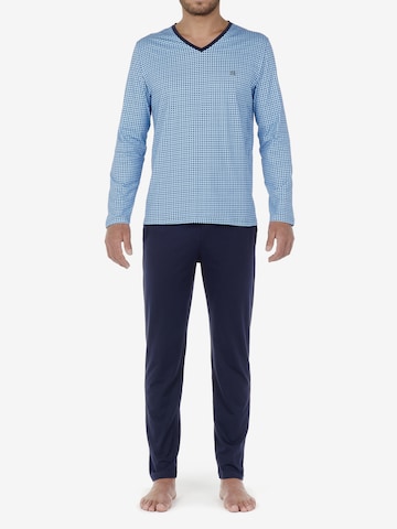 HOM Long Pajamas ' Mayron ' in Blue: front