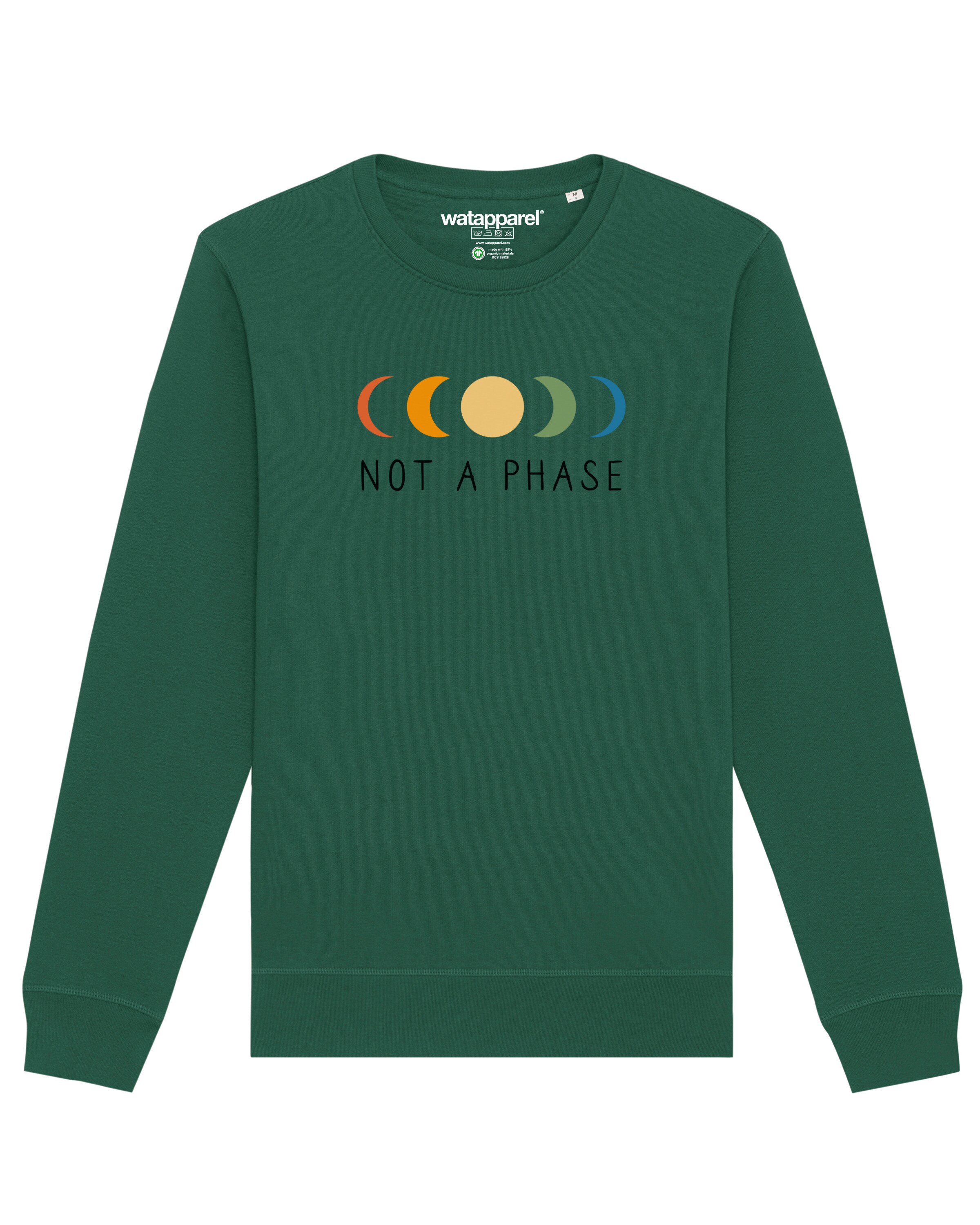 Watapparel Sweatshirt 'Not a Phase' in Groen: voorkant