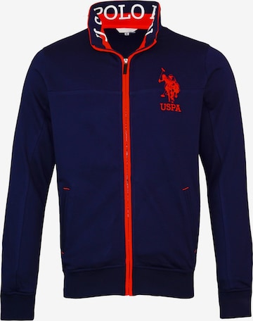 U.S. POLO ASSN. Zip-Up Hoodie 'Barn' in Blue: front