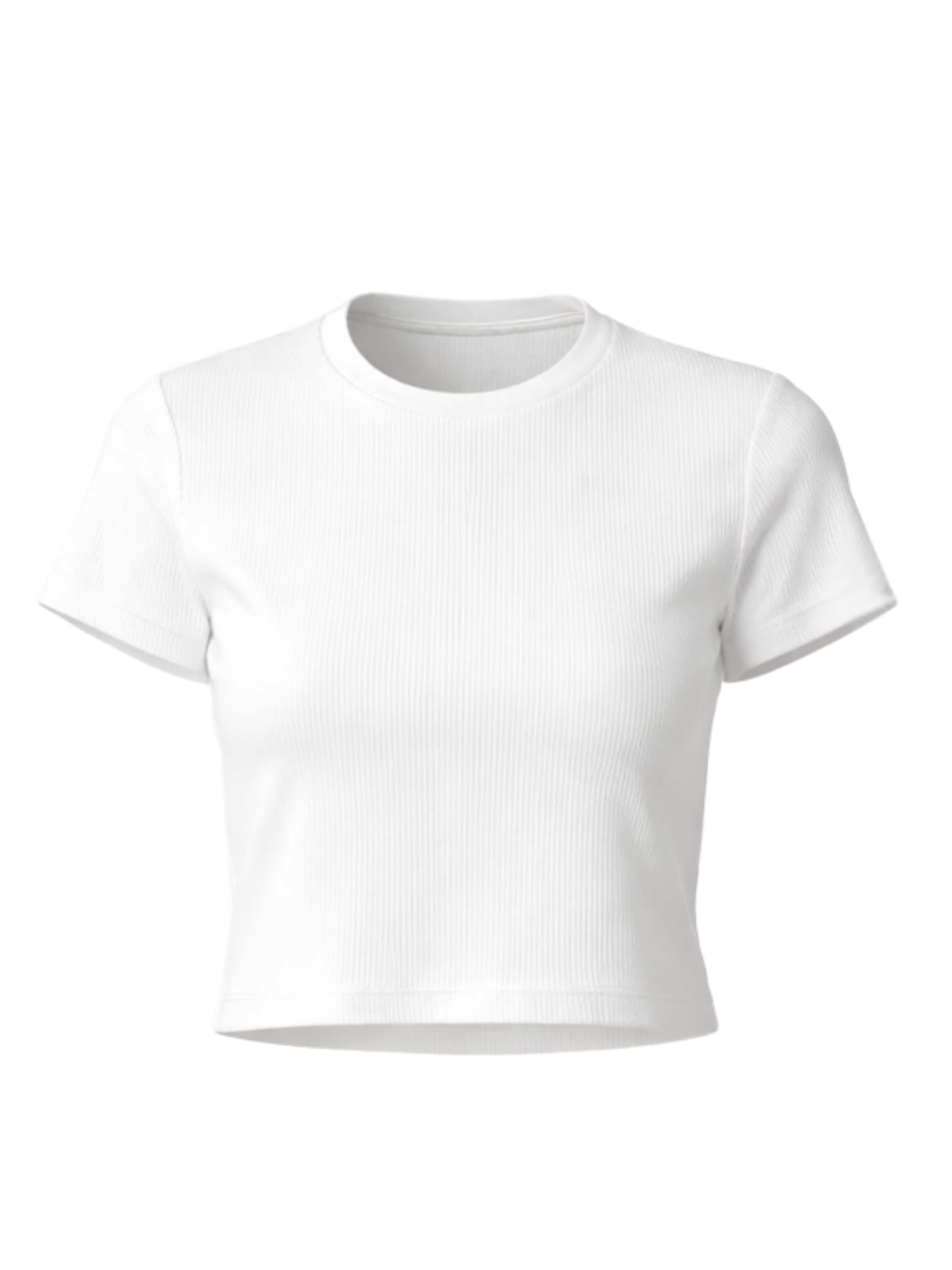 GORG Shirt 'Geripptes Cropped T-Shirt' in White: front