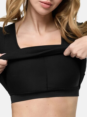 cfab (formerly creamy fabrics) Top 'Cotton Long Sleeve mit integriertem Wireless Bra' in Schwarz