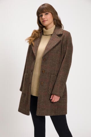 Ulla Popken Between-Seasons Coat in Brown: front