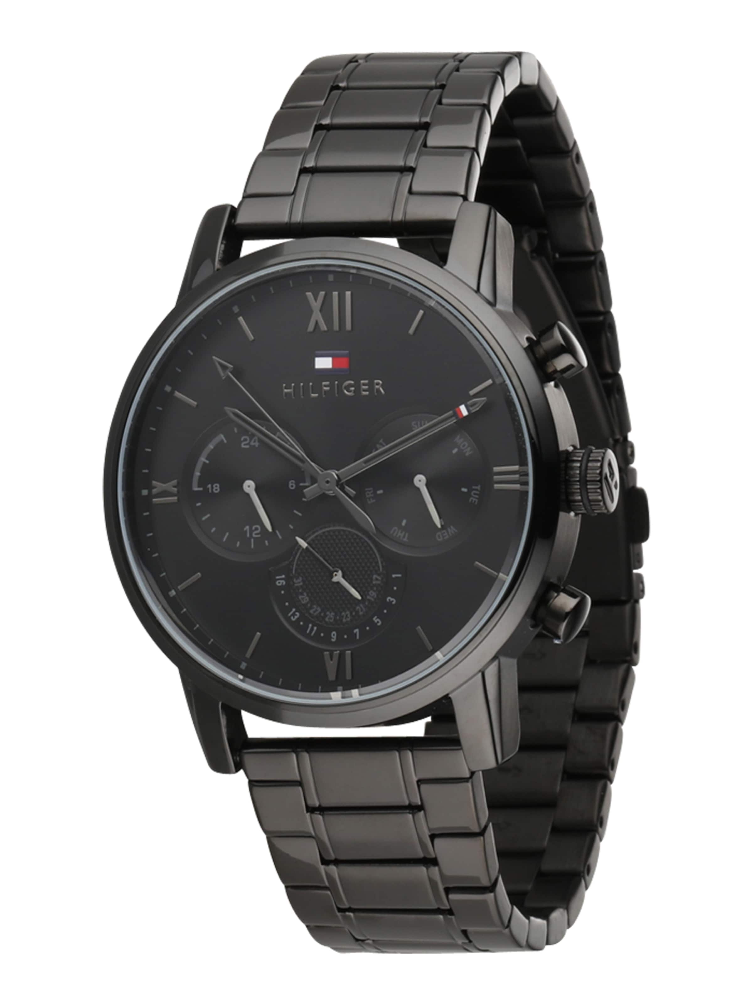 TOMMY HILFIGER Аналогов часовник в черно: отпред