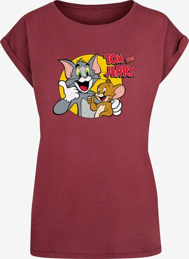 ABSOLUTE CULT T-shirt 'Tom and Jerry - Thumbs Up' en cognac / jaune / gris / rouge cerise, Vue avec produit