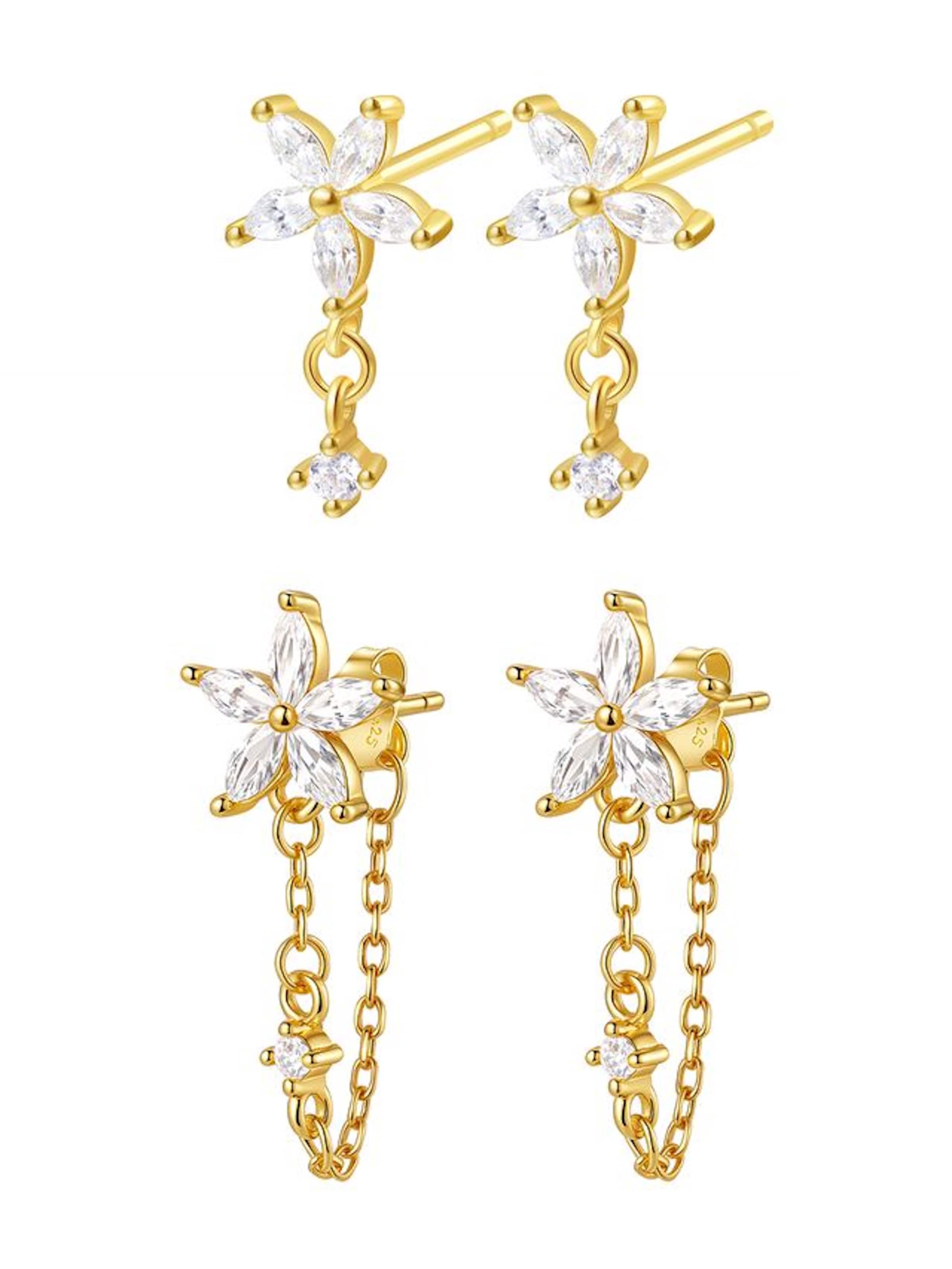 Hey Happiness - Pendientes 'Daisy Glow' en oro: frente