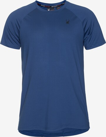 T-Shirt fonctionnel Spyder en bleu : devant