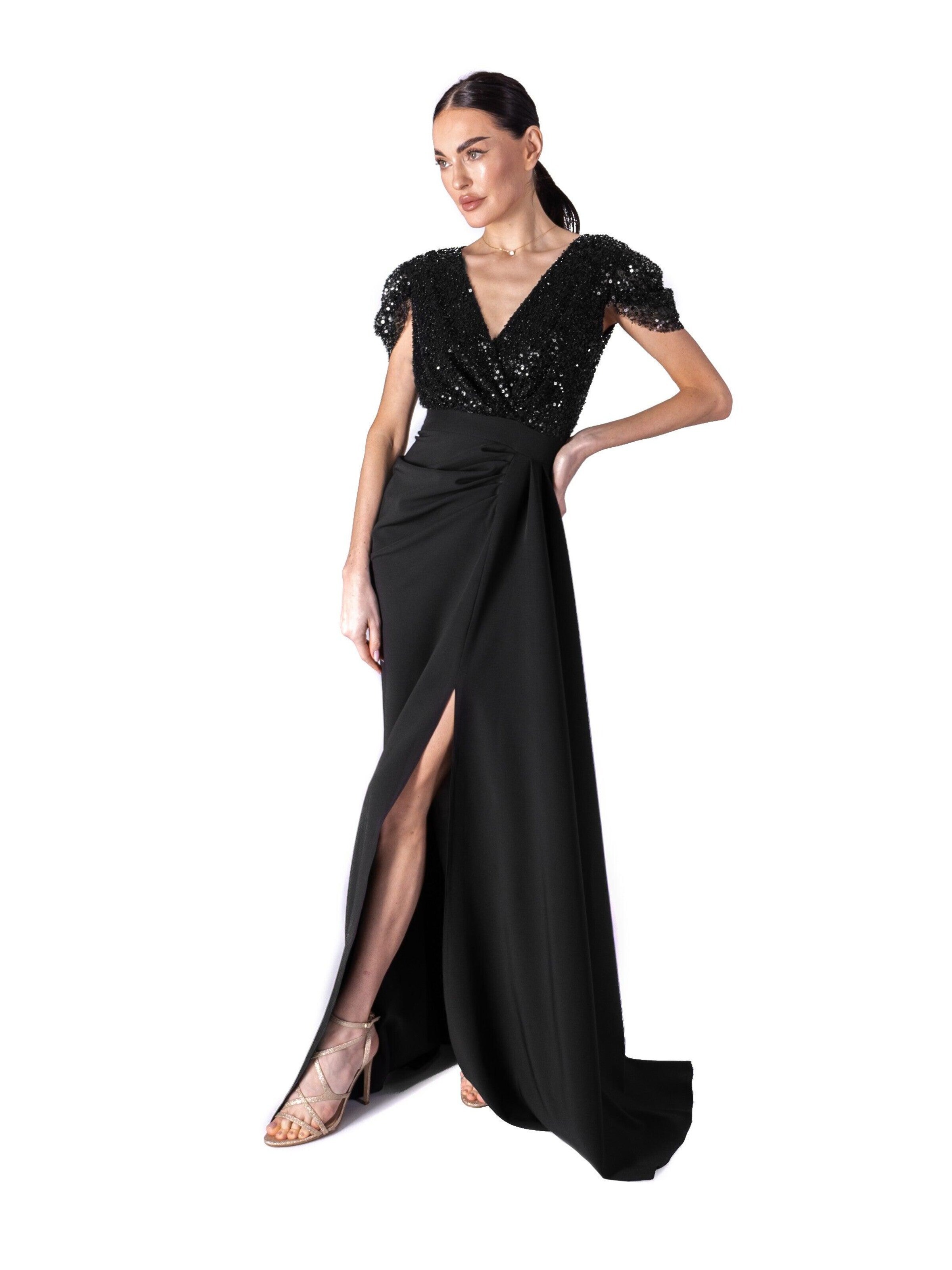 acob a porter - Vestido de noche en negro: frente