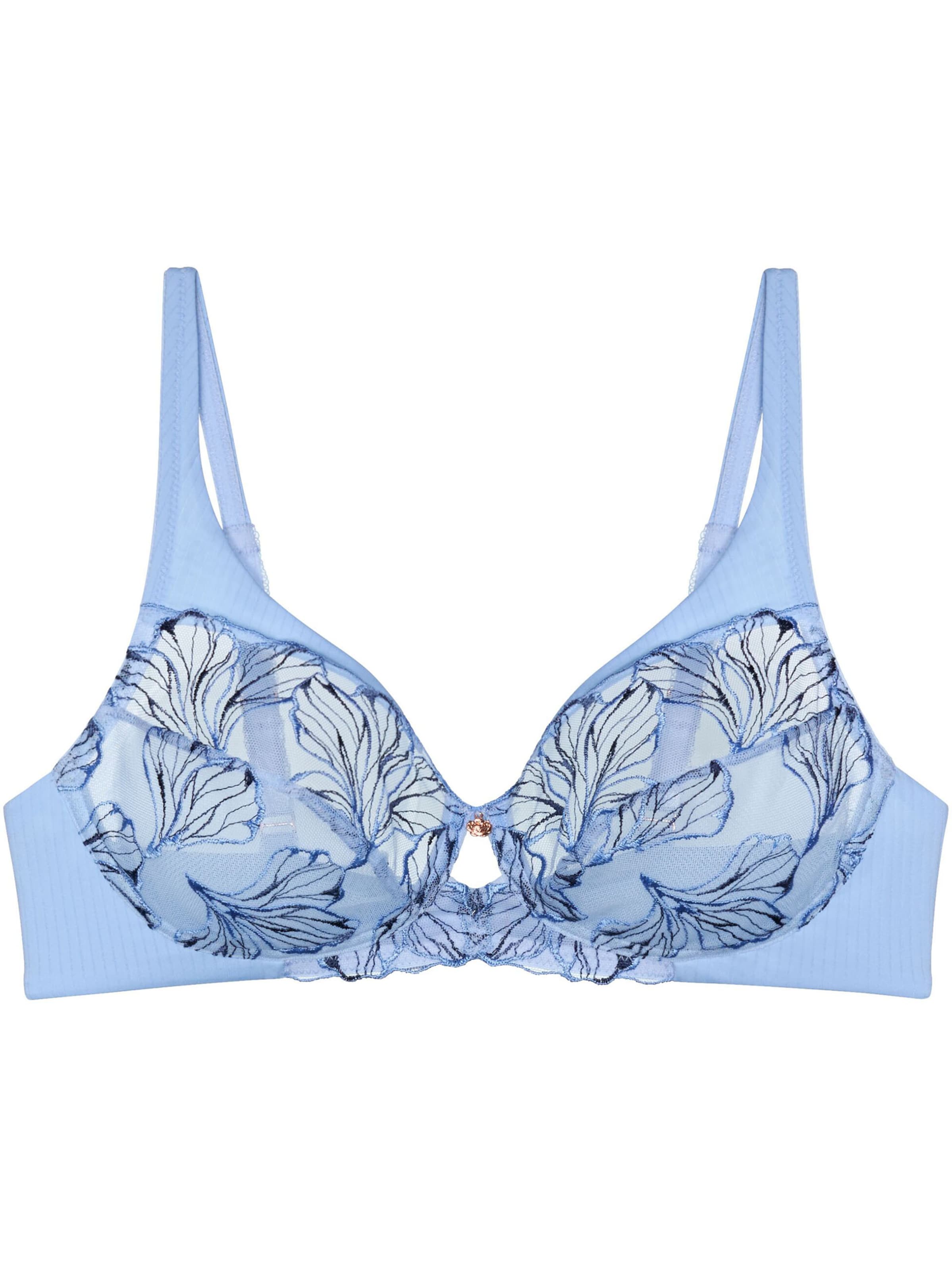 TRIUMPH T-shirt BH ' Wild Iris Florale ' in Blauw: voorkant