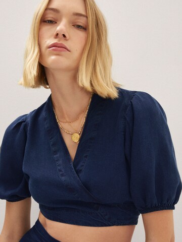 MANGO Blouse 'Mykonos' in Blauw