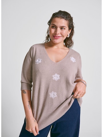 Zizzi Sweater 'MSunny' in Beige: front