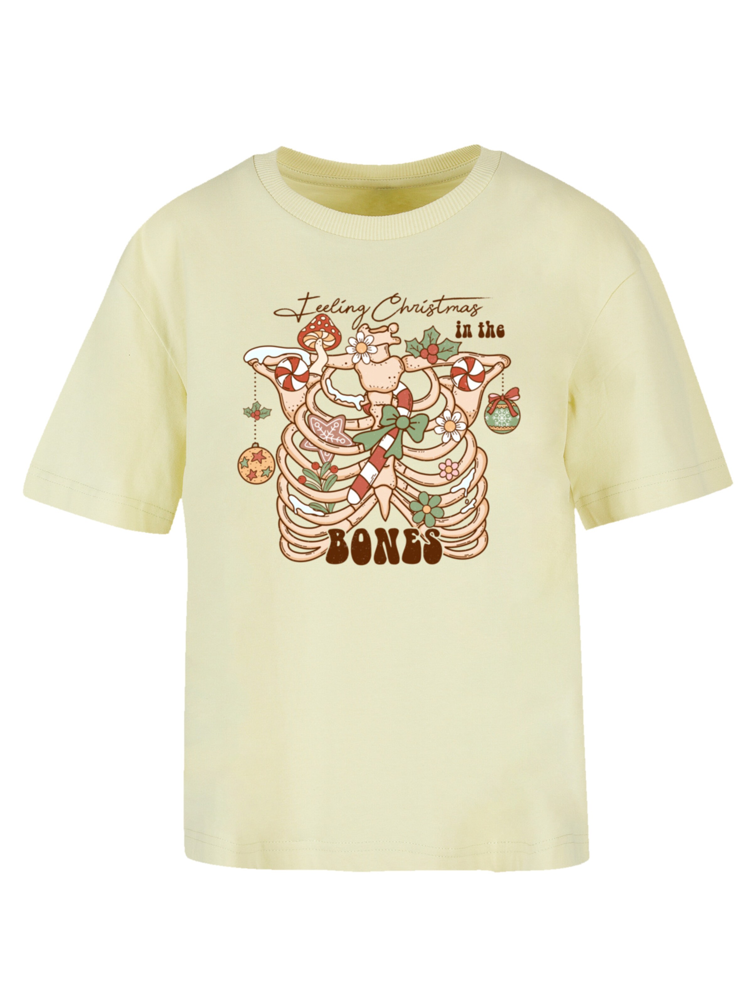 T-shirt 'Feeling Christmas in the bones' F4NT4STIC en jaune : devant