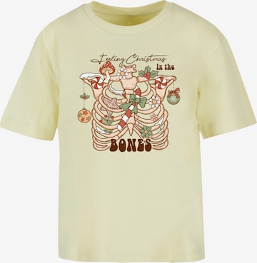 T-shirt 'Feeling Christmas in the bones' F4NT4STIC en jaune : devant