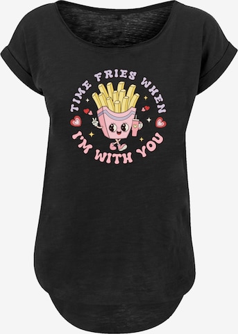 F4NT4STIC Shirt 'Time Fries when I am with you Valentinstag' in Zwart: voorkant