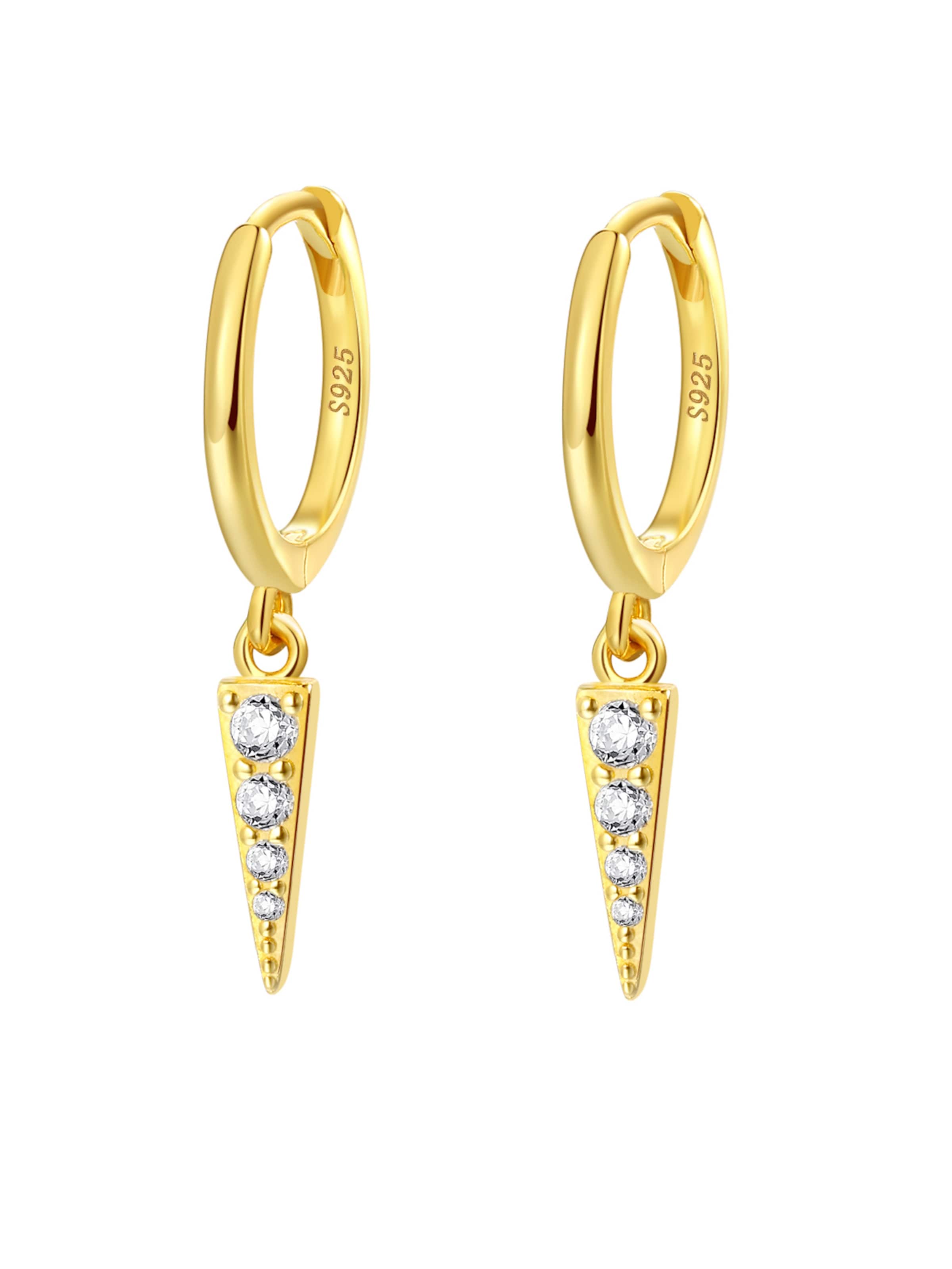 Boucles d'oreilles 'Spike Huggie' Hey Happiness en or : devant