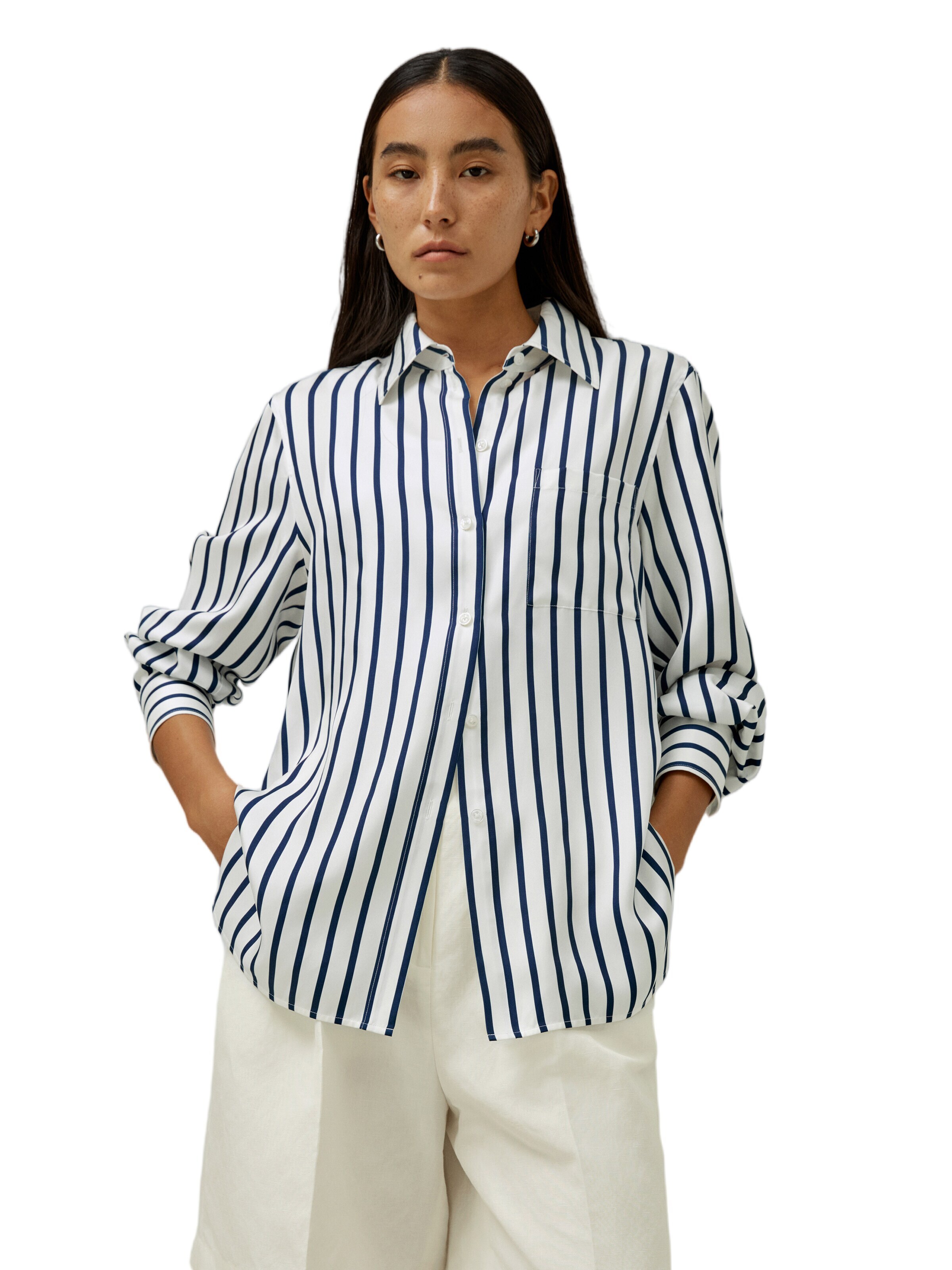 Camicia da donna di Lilysilk in blu: frontale