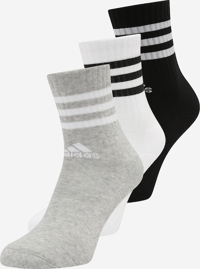 ADIDAS SPORTSWEAR Chaussettes de sport '3-Stripes Cushioned Crew ' en gris chiné / noir / blanc, Vue avec produit