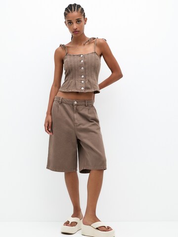 Pull&Bear Ohlapna forma Elegantne kavbojke | rjava barva