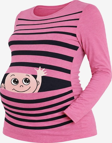 M.M.C. Shirt 'Winke Winke Umstandslangarmshirt' in Pink: front