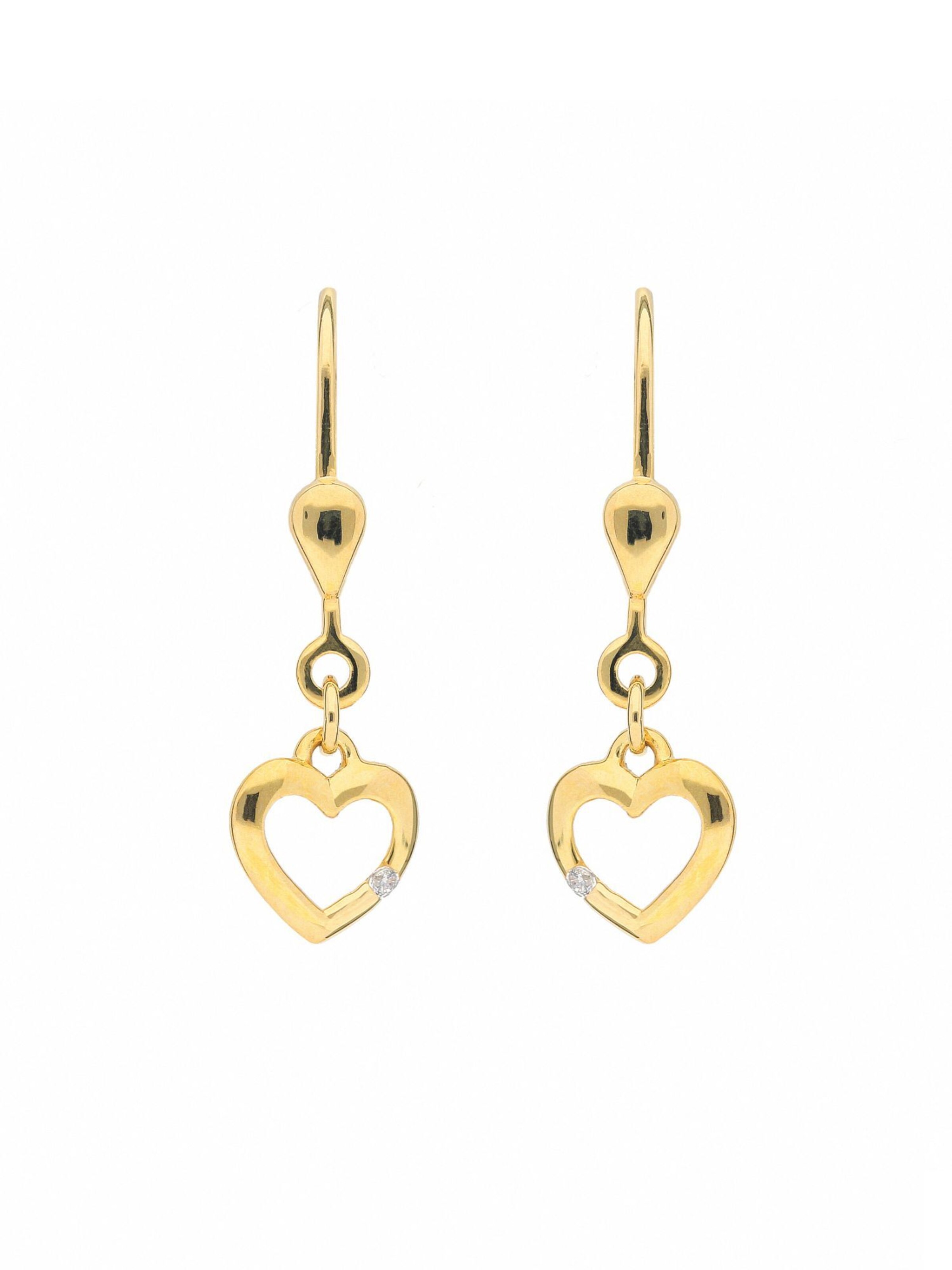 Adelia´s Ohrringe 'Herz' in Gold: Vorderseite