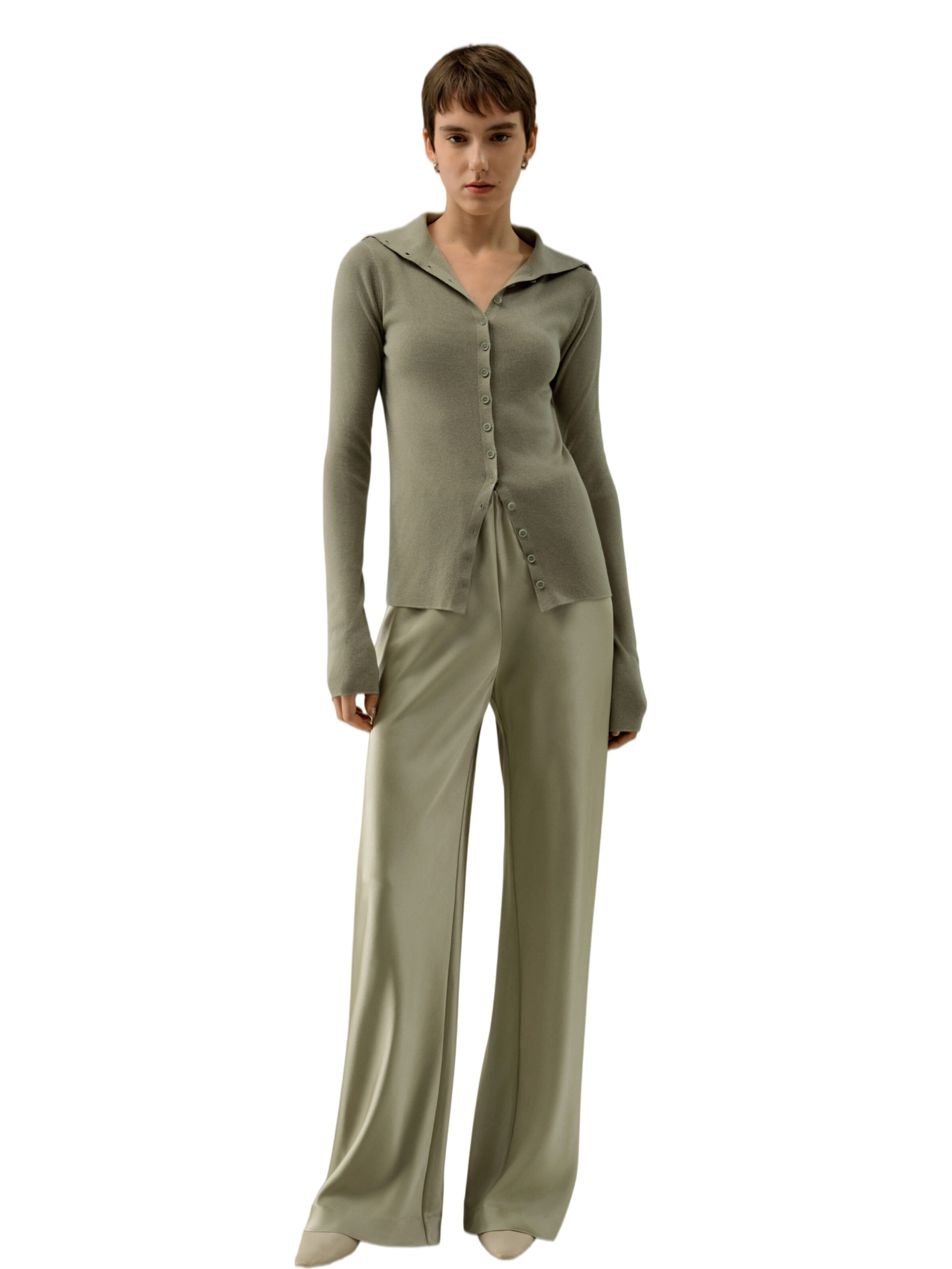 Lilysilk Trui 'Slim Fit Seiden-Kaschmir Pullover' in Groen
