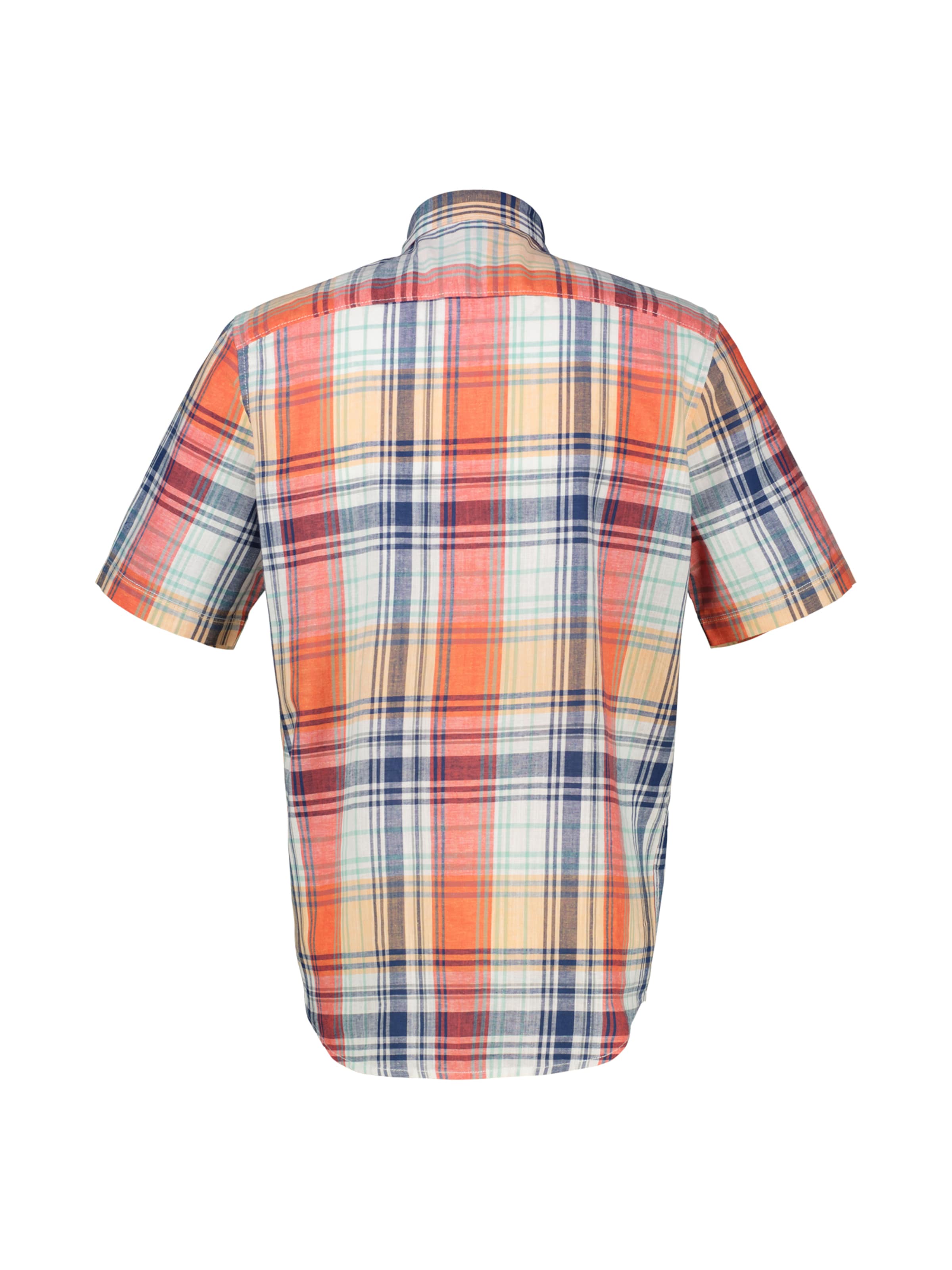 LERROS Regular Fit Kariertes Kurzarmhemd aus Baumwolle und Leinen in Weiß