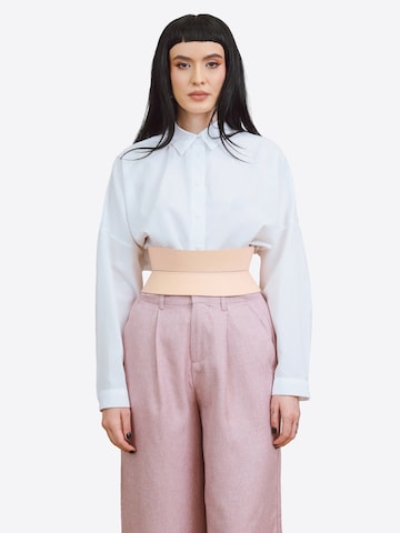 Haute Cuir Riem 'Sablier Corset Belt' in Beige: voorkant