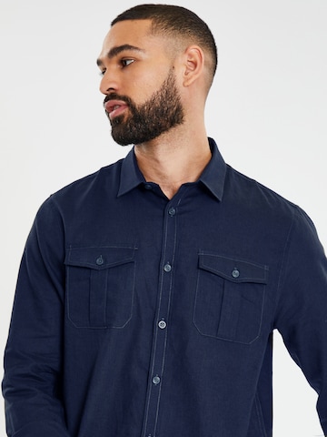 Threadbare Comfort Fit Hemd 'Collins' in Blau