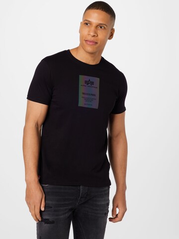 ALPHA INDUSTRIES Shirt 'Rainbow' in Black: front