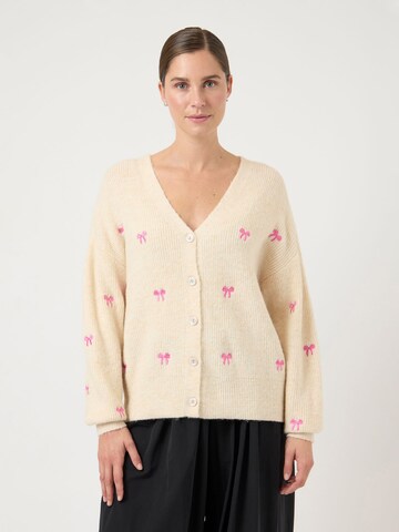 YAS Cardigan 'YASBow' i beige: forside