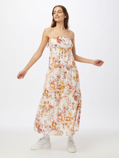 Rochie de vară Bardot pe bej / crem / portocaliu / alb, Vizualizare model