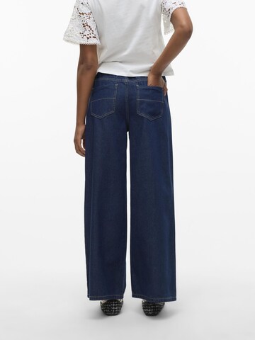 VERO MODA Wide leg Bandplooi jeans 'VMValeria' in Blauw