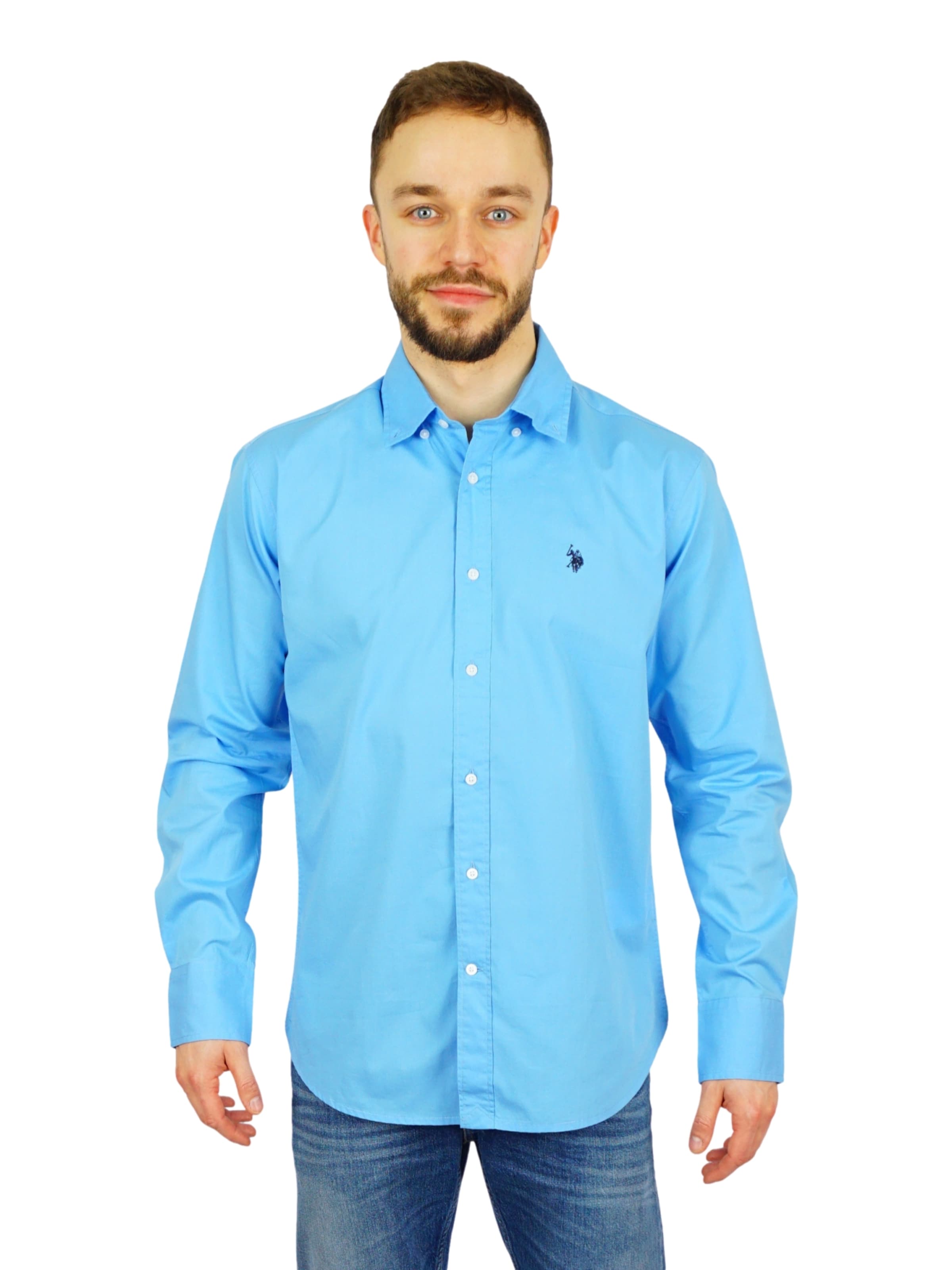 U.S. POLO ASSN. Regular fit Overhemd in Blauw: voorkant
