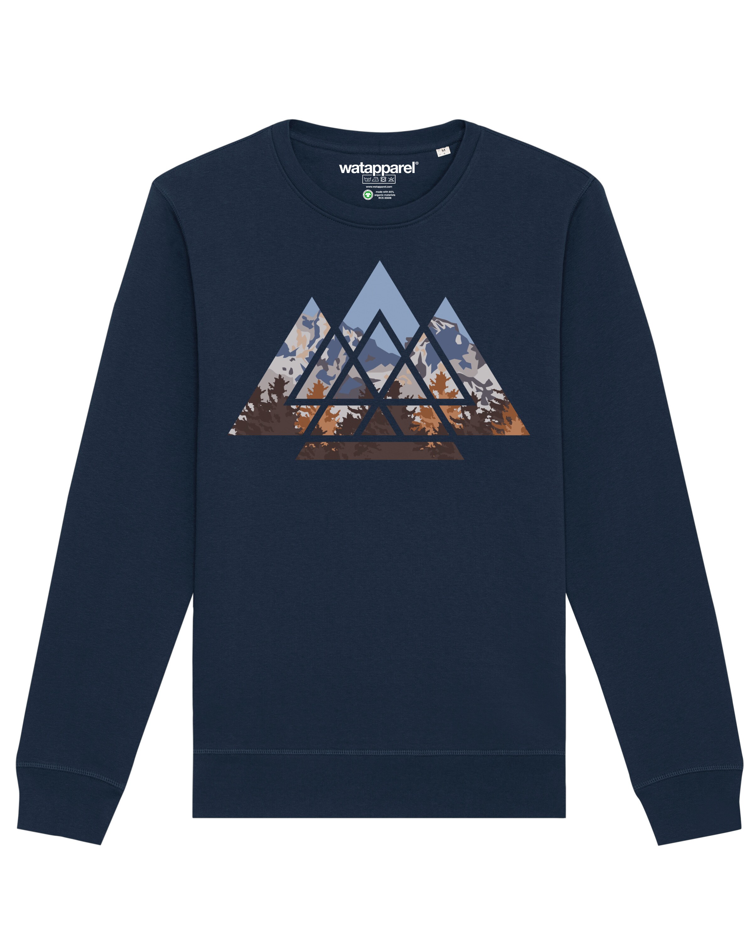 Watapparel Sweatshirt ' Geometric Landscape ' in Blauw: voorkant
