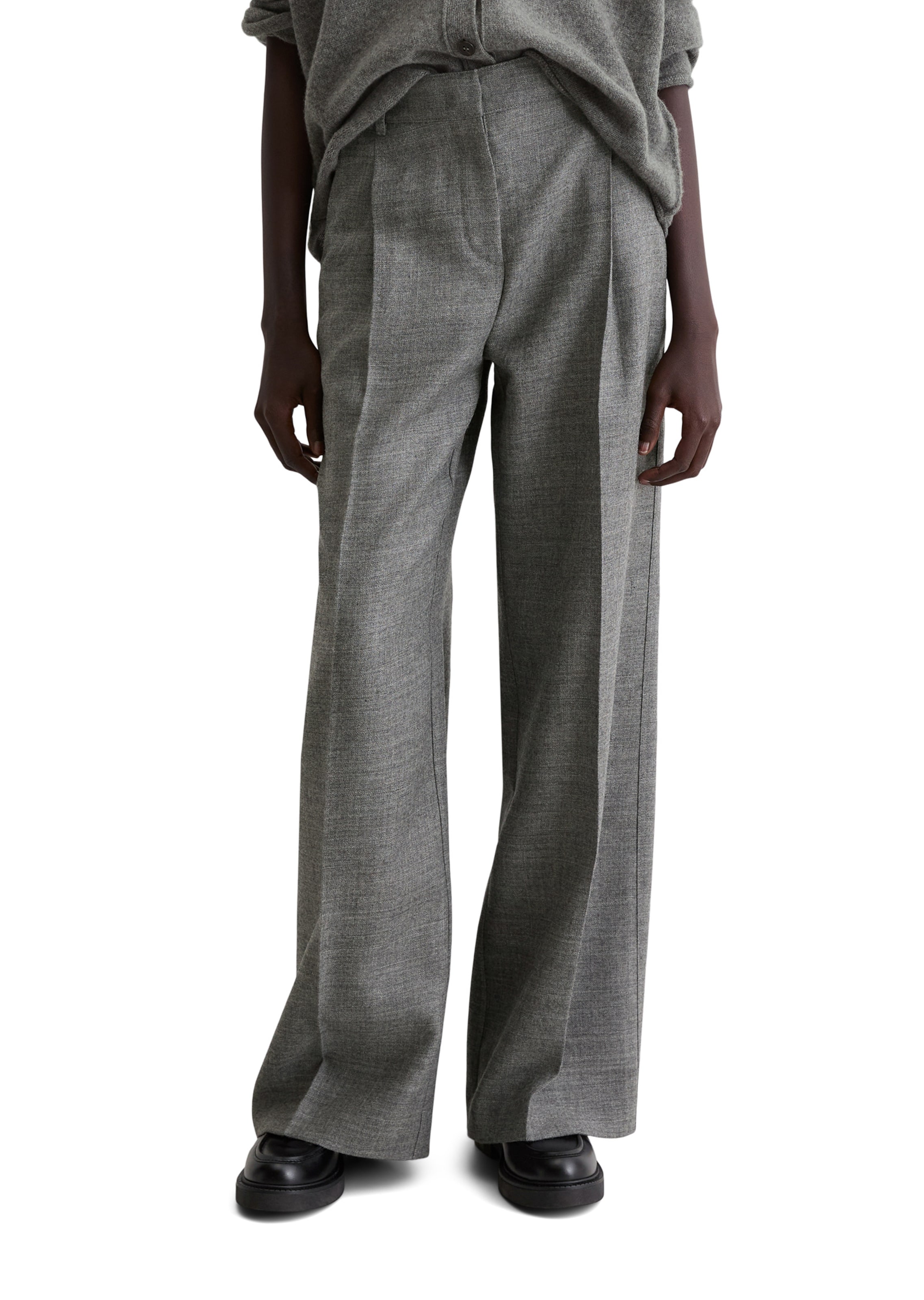 Wide Leg Pantalon à plis Marc O'Polo en gris : devant