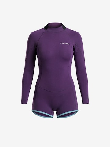 WALLIEN Wetsuit 'Horizonia Yulex® Springsuit Boyleg' in Lila: voorkant
