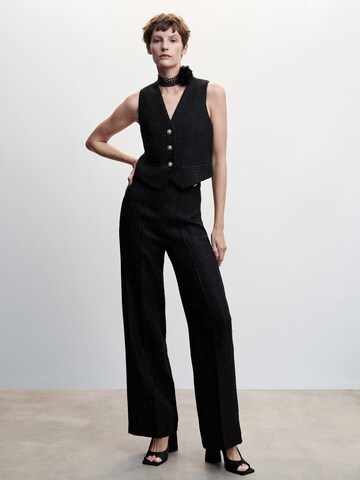 MANGO Wide Leg Hose 'Bling' in Schwarz