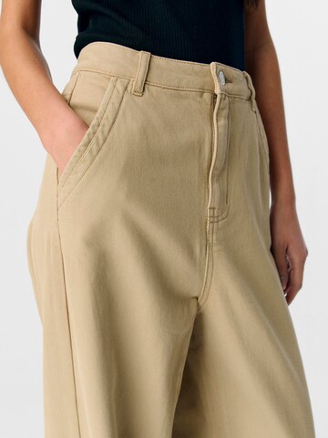 OBJECT Wide leg Jeans 'OBJMoji' in Beige