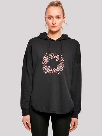 Sweat-shirt 'Rosa Frühlings Blumenkranz Dekor' F4NT4STIC en noir : devant