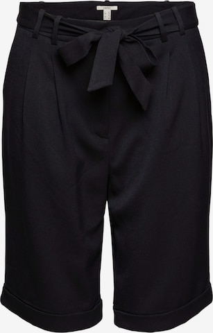 ESPRIT Regular Pleat-Front Pants in Black: front